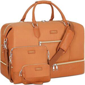 Weekender 7 Brown Bag Women Travel Duffel Carry On Overnight Shoe Compartment
